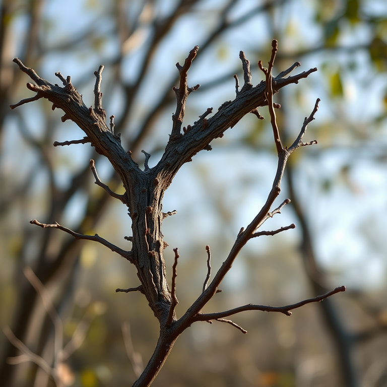 Create a high-resolution image of a stylized letter Y made of textured branches, using a Canon EOS R5 camera with a 50mm f/1.2 lens, aperture set to f/4, shot in natural light from a low angle to emphasize depth and detail.