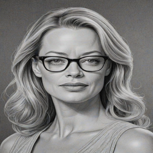 Exquisite Jeri Ryan, pencil sketch, portrait of Attractive woman 1934s in glasses, hair style beatnik, outline, clear lines, fine lines, 8k