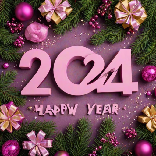pink happy new year 2024