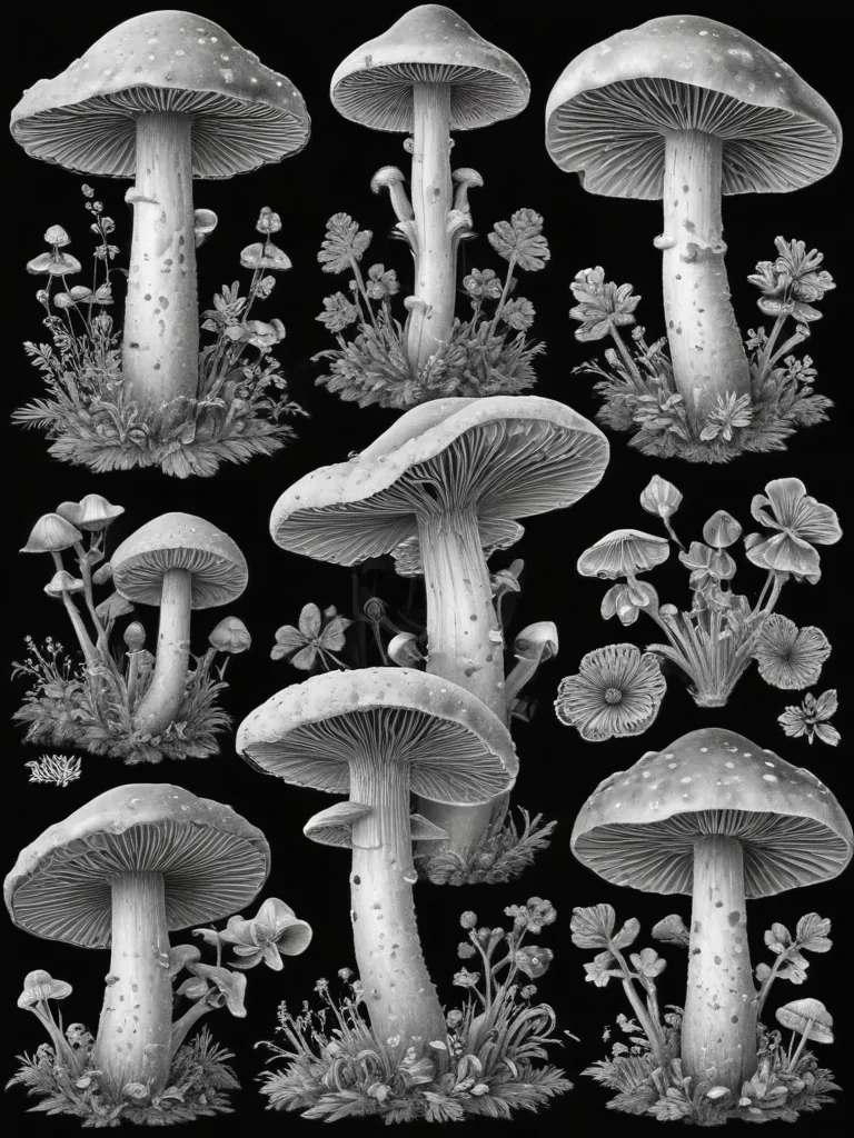 mushroom clip art black and white