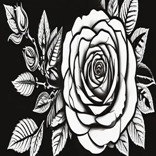 roses clipart black and white
