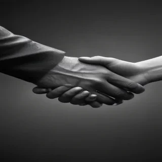handshake black and white