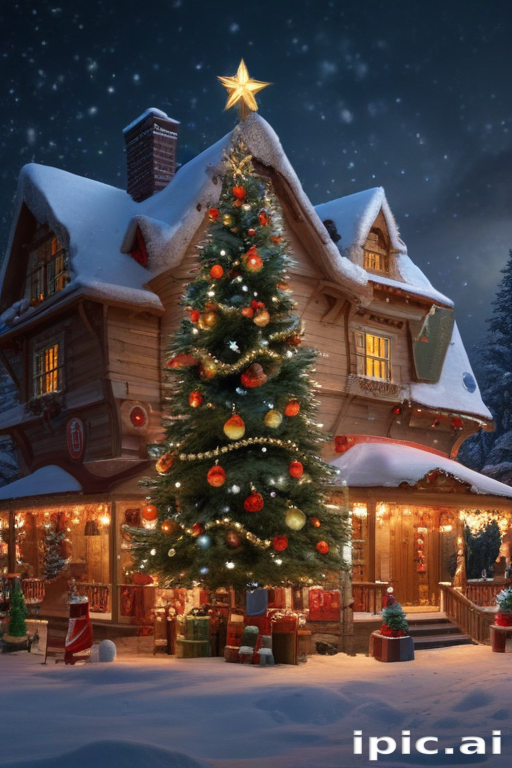 A Cozy Winter Scene Featuring a Beautifully Decorated Christmas Tree ...