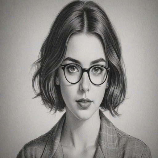 Charming Adelaide Kane, pencil sketch, portrait of Beauteous woman 1929s in glasses, hair style beatnik, outline, clear lines, fine lines, 8k