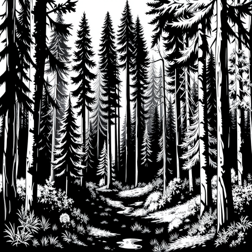 forest clipart black and white