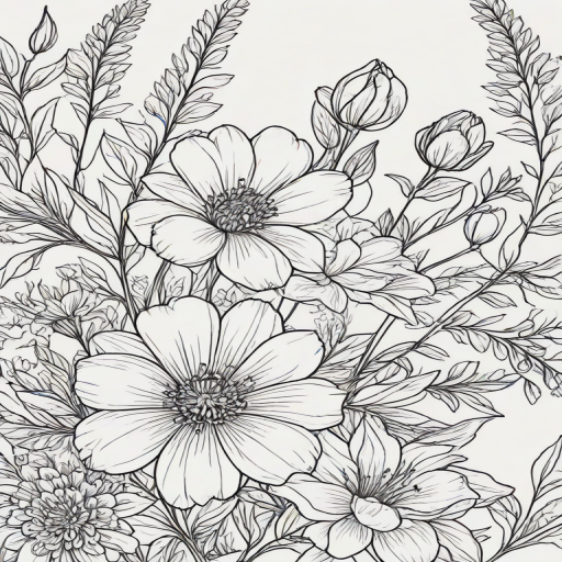 floral line art