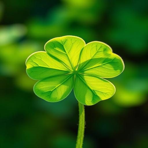Create a high-resolution illustration of a four-leaf clover on a transparent background, using a Canon EOS 5D Mark IV, f/2.8 aperture, 1/200 second shutter speed, and a macro lens for detailed textures and vibrant colors.