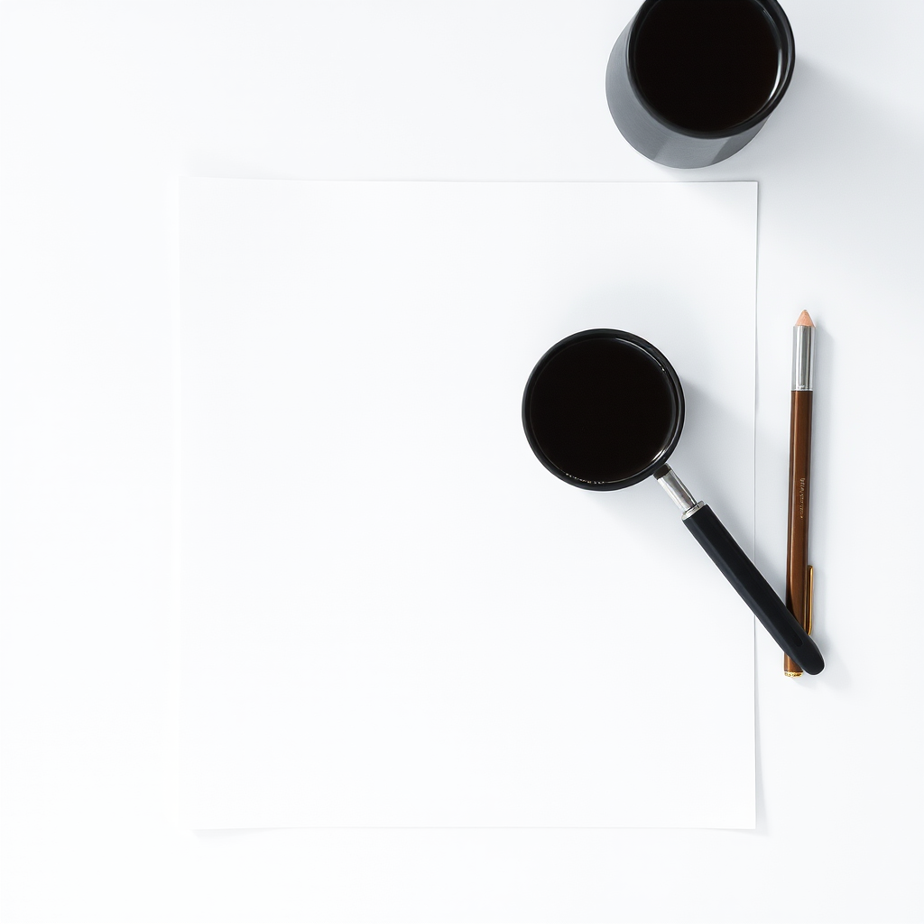 Create a high-resolution image of a blank document with a clean, minimalist design, captured with a DSLR camera at f/2.8 aperture, ISO 100, 1/200s shutter speed, top-down view, natural lighting, and sharp focus.