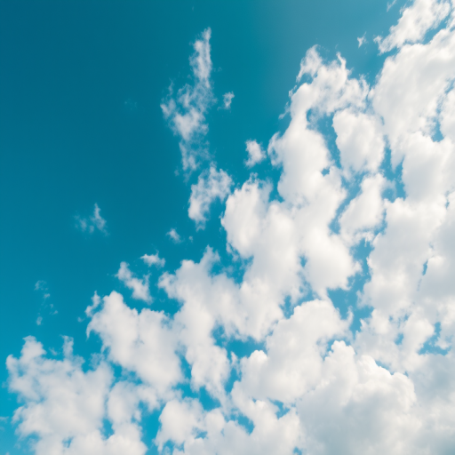 Aerial view of fluffy white clouds under a bright blue sky, captured with a DSLR camera, ISO 100, aperture f/8, shutter speed 1/200s, using a wide-angle lens for enhanced depth and detail.