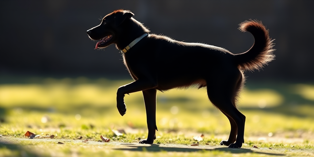 Create a high-resolution image of a stylized black silhouette of a dog in a playful stance, shot with a Canon EOS R5, 85mm lens, f/1.8 aperture, ISO 100, natural lighting from the side, with a shallow depth of field for a blurred background.