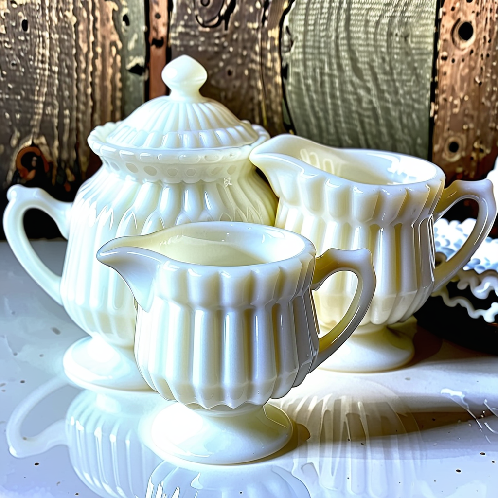 milk glass creamer and sugar