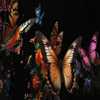butterflies in black background