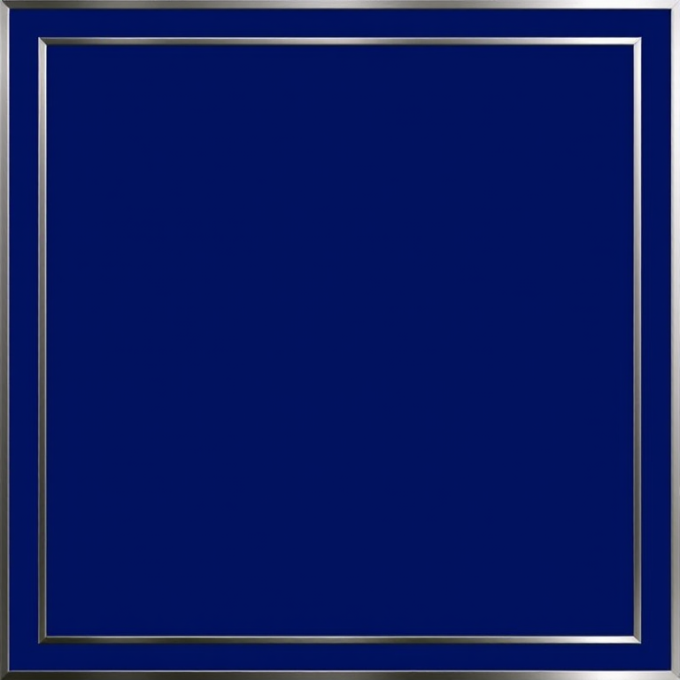 Generate an image with a solid dark blue background framed in a simple silver border, using a 50mm lens, f/1.8 aperture, ISO 100, shot from eye level with a DSLR camera in a standard mode for enhanced clarity and detail.