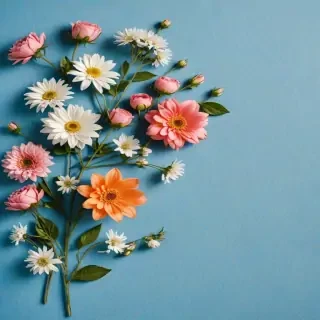 blue background with flowers