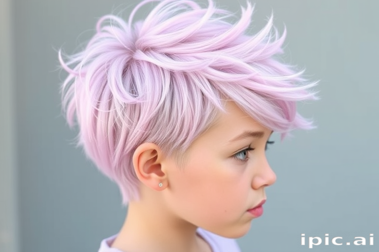 Whimsical pastel pink pixie cut with soft lavender undertones, styled in playful spikes resembling cotton candy wisps, christened "Fairy Floss Fantasy"