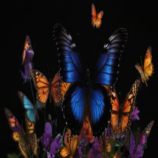 butterflies in black background