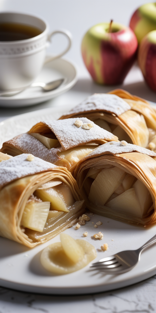 apple strudel in filo pastry