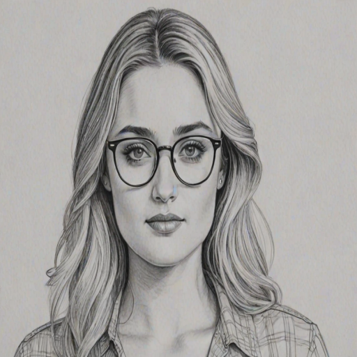 Attractive AJ Michalka, pencil sketch, portrait of Alluring woman 1966s in glasses, hair style beatnik, outline, clear lines, fine lines, 8k