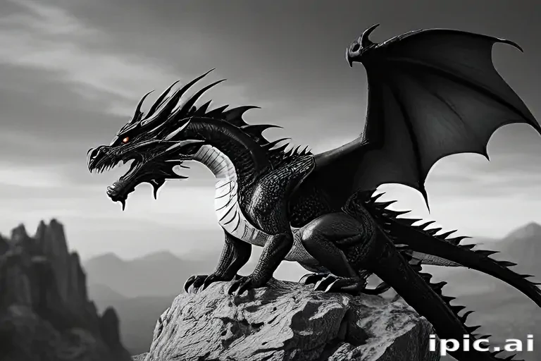 dragon black and white