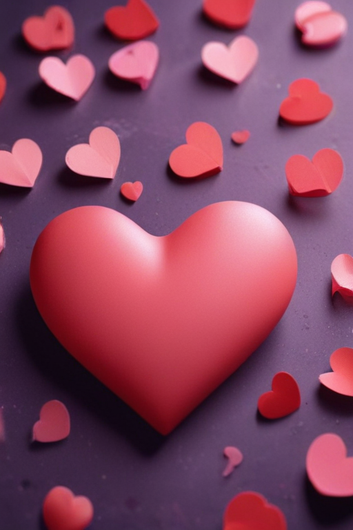 Colorful Heart-Shaped Decorations Surrounding a Large Central Heart ...