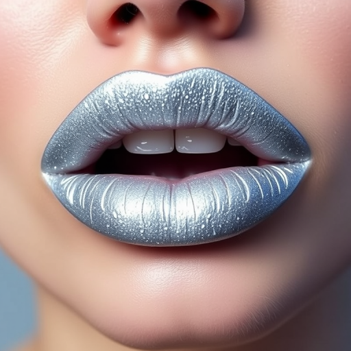 Chic "Platinum Frost" lip style features a cool-toned silver base with a frosted finish, creating a sleek, futuristic look that's both edgy and sophisticated