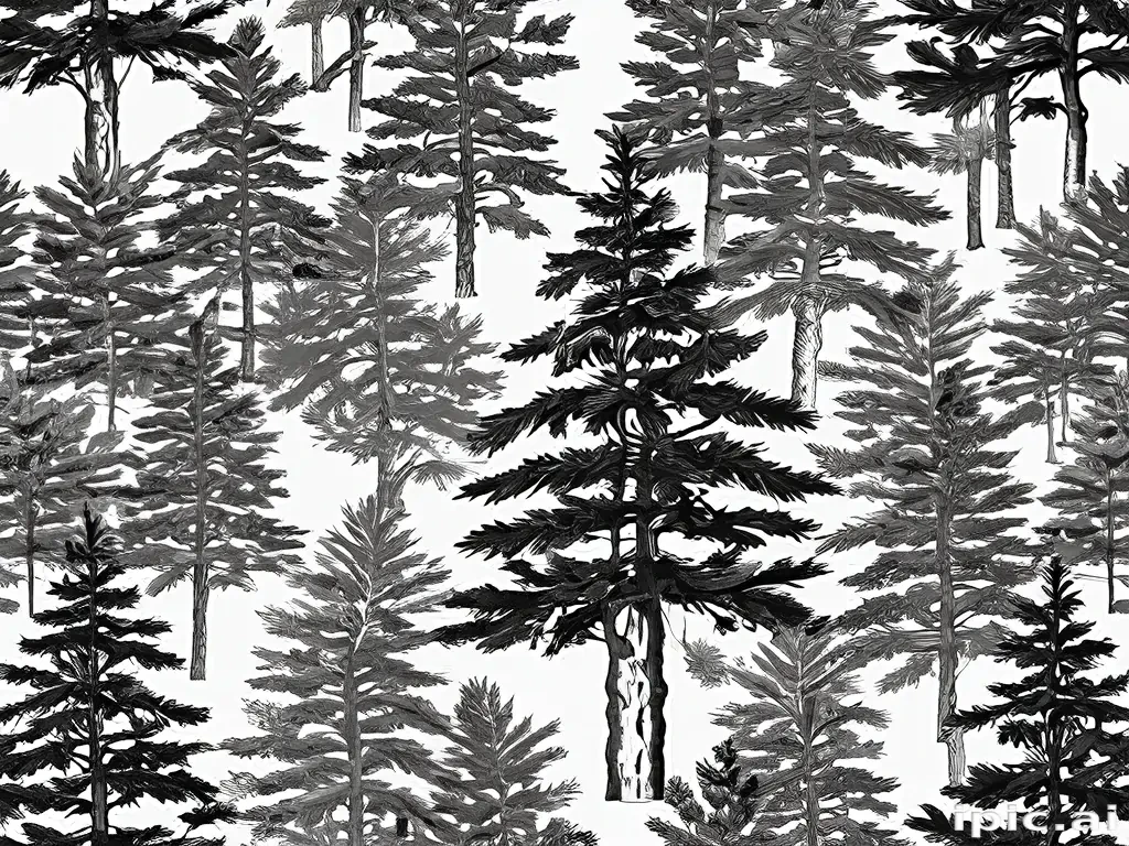 black and white pine tree clipart