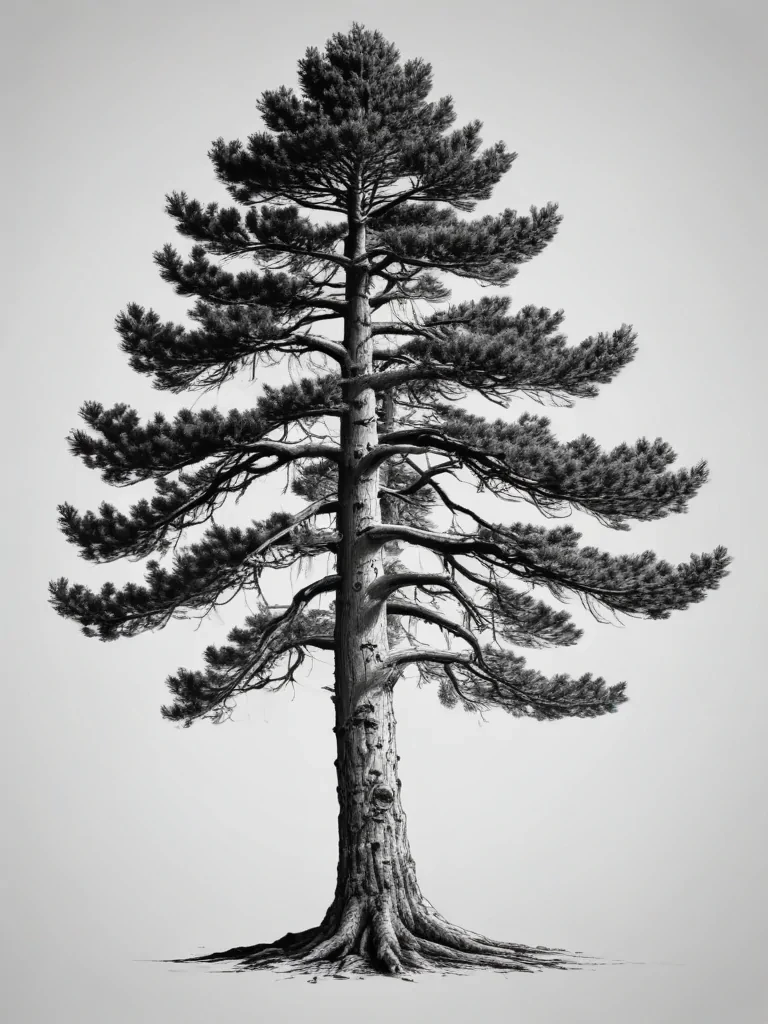 pine tree clip art black and white
