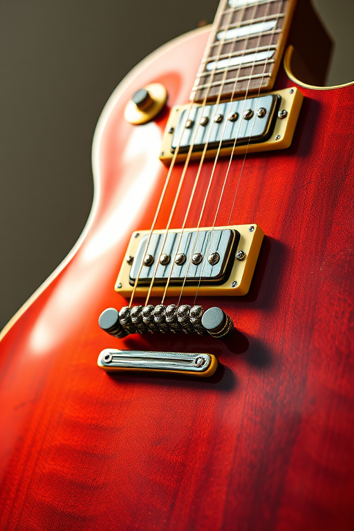 create a detailed illustration of an electric guitar with intricate designs, focus on the body and neck, shot with a DSLR camera at f/2.8 aperture, 50mm lens, in natural light, high resolution, capturing the texture of the guitar finish and the reflection of light on the strings.