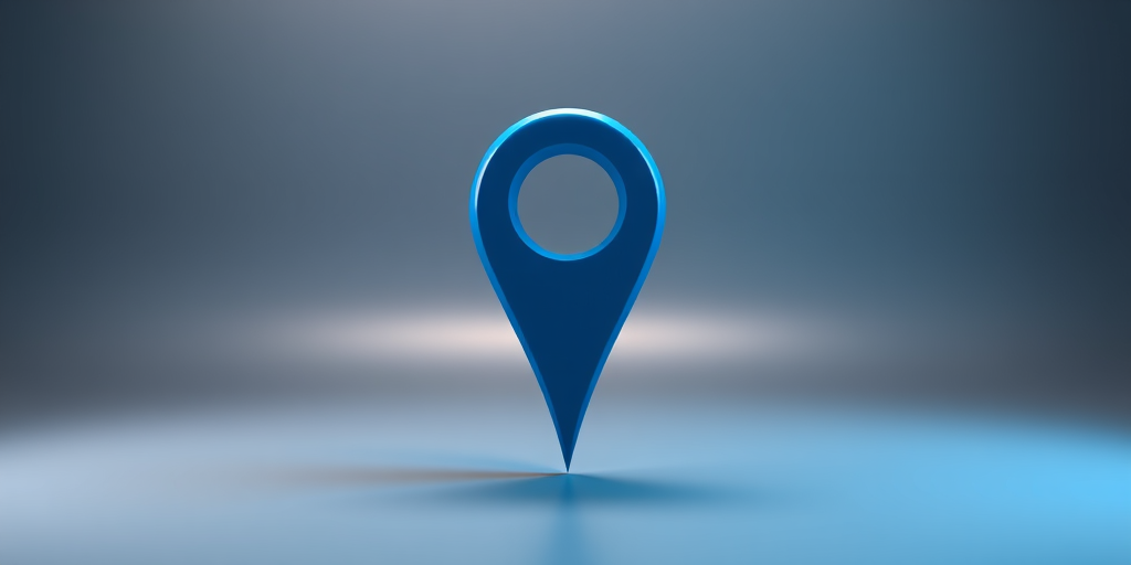 create a sleek 3D blue location pin on a transparent background, focus on smooth gradients and shadows, ISO 100, f/8 aperture, 35mm lens, shot from eye level with a soft vignette effect and high dynamic range for enhanced depth and detail