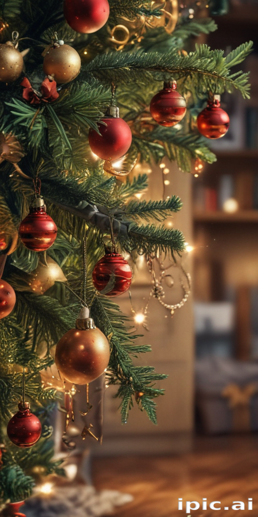 Festively Decorated Christmas Tree with Colorful Ornaments and ...