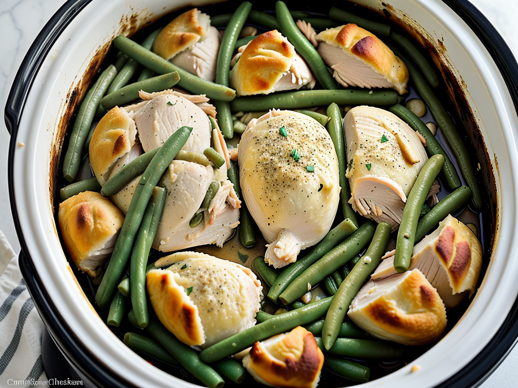 crockpot chicken stuffing and green beans
