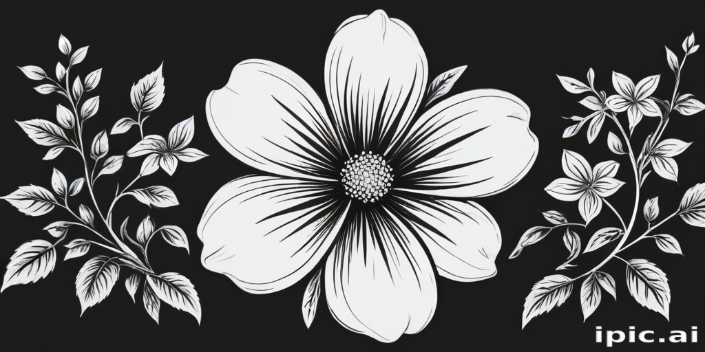 Elegant Black and White Floral Design Featuring Detailed Blossoms and ...