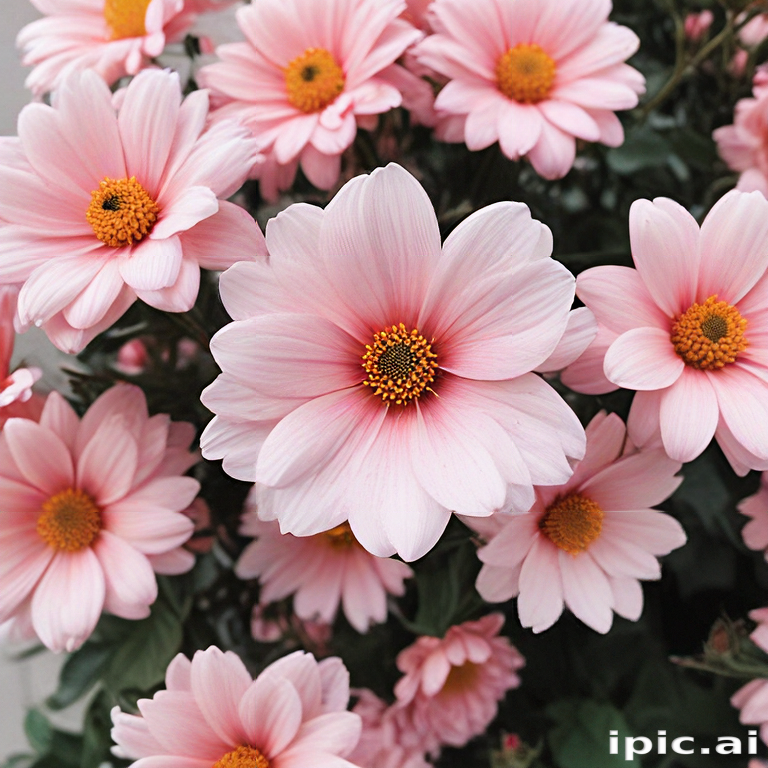 Delicate Pink Flowers Blooming Vibrantly in a Lush Green Garden Setting