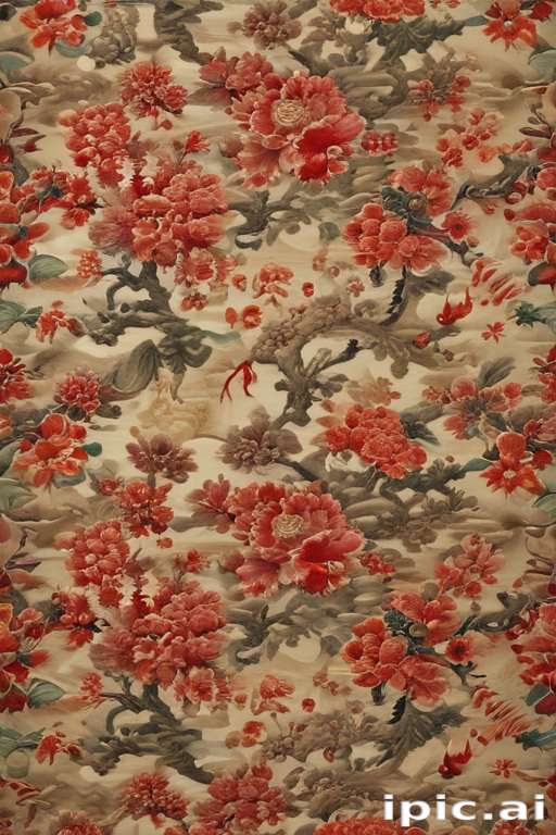 Vibrant Floral Pattern Featuring Rich Red and Pink Blossoms on Soft ...