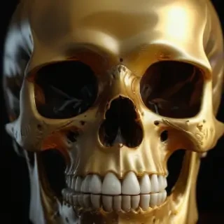transparent gold skull