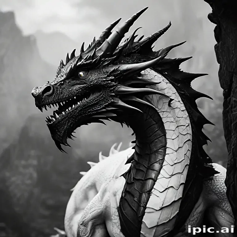 dragon black and white