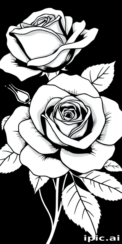 black and white rose clip art
