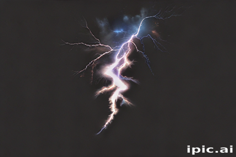 Striking Lightning Bolt Illuminating a Dark Sky with Electric Energy