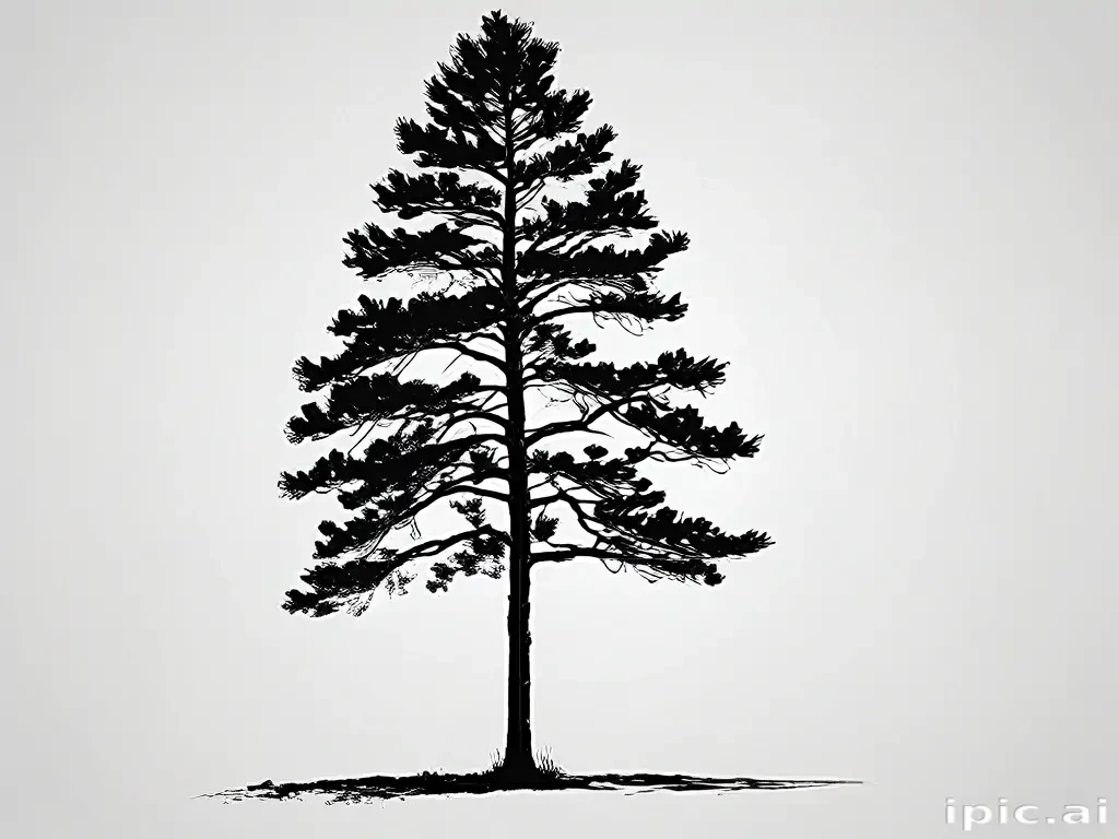 black and white pine tree clip art