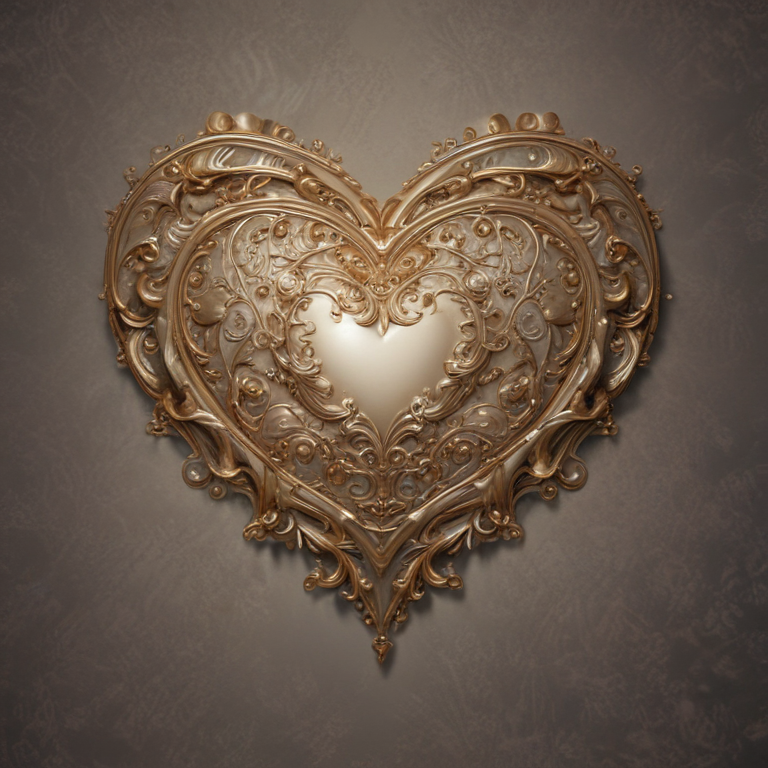 Intricate Ornate Heart Design Embellished with Elegant Swirls and ...