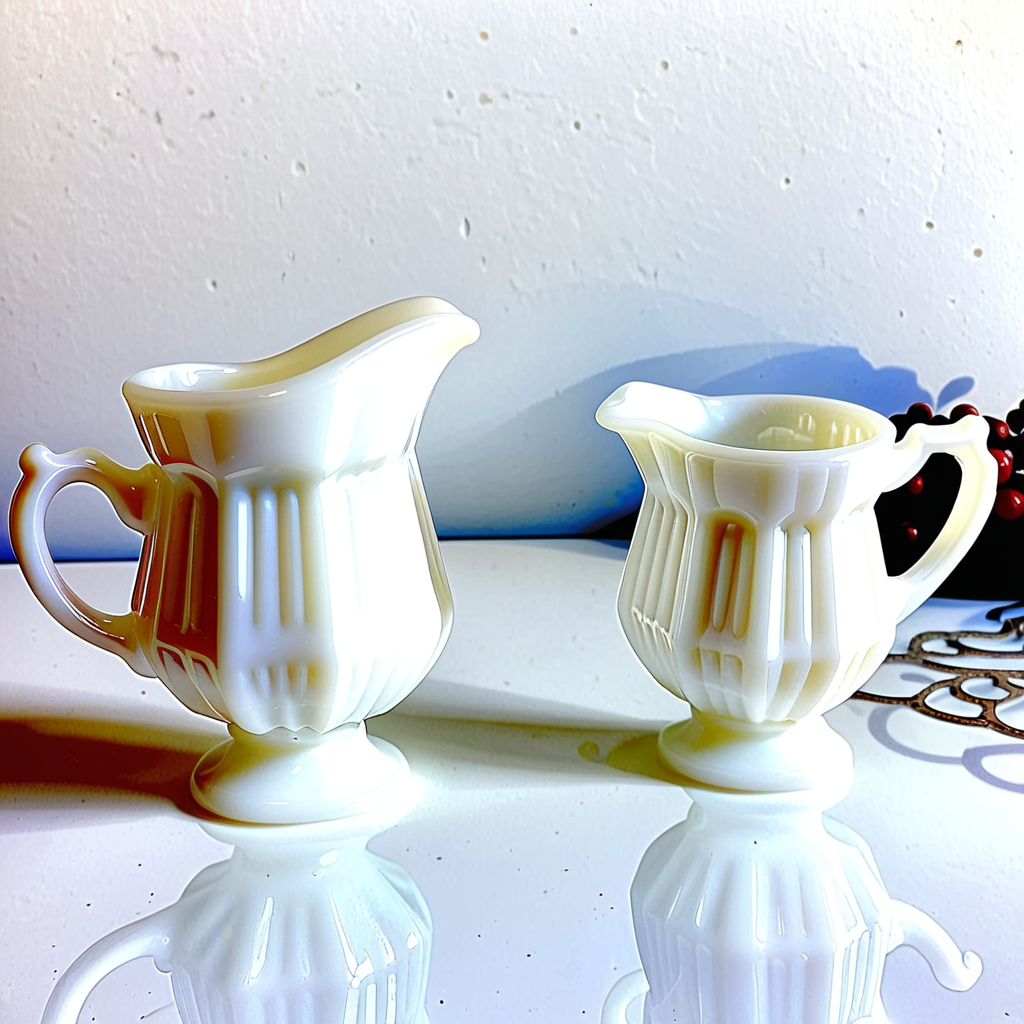 milk glass creamer and sugar