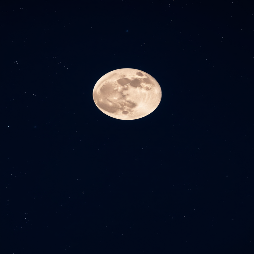 Capture a high-resolution image of a full moon against a starry night sky, using a DSLR camera with an aperture of f/8, ISO 100, a shutter speed of 1/125s, telephoto lens at 200mm, and in manual focus mode to enhance detail and clarity.