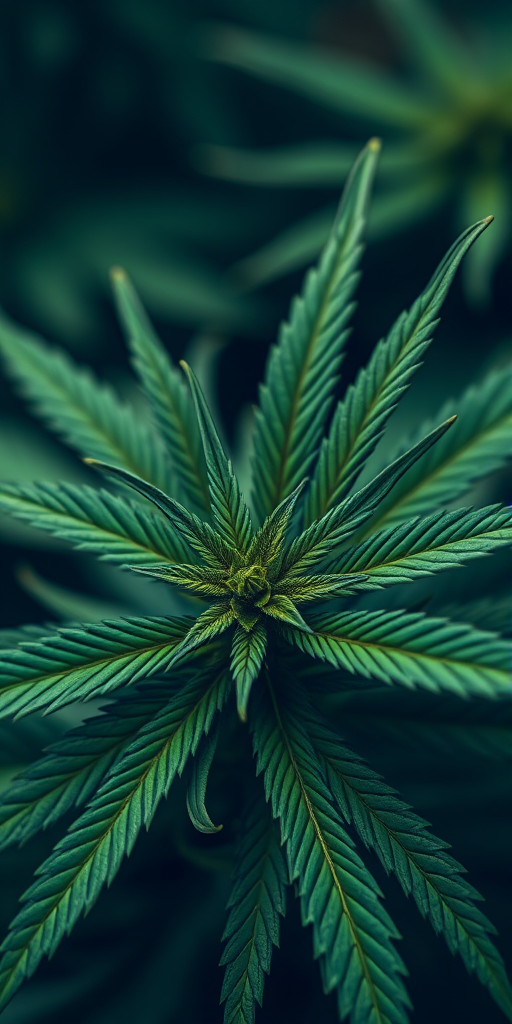 Regenerate a high-resolution image of a green cannabis leaf with intricate pixel art details, shot with a Canon EOS 5D Mark IV, using a 50mm f/1.8 lens, aperture set to f/2.8, ISO 100, in a close-up view with soft bokeh background for enhanced depth and clarity.