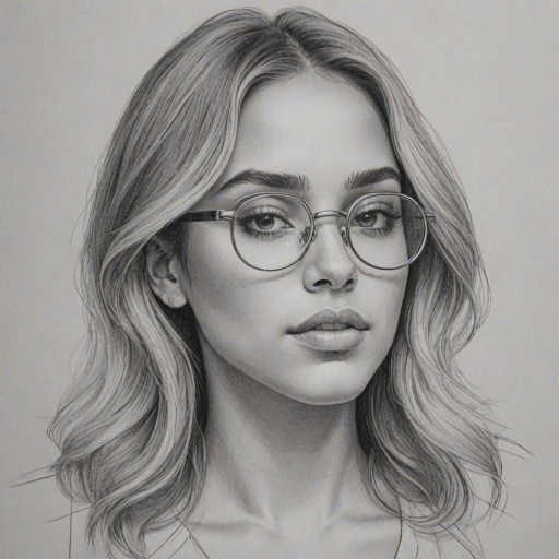Sublime Alina Baraz, pencil sketch, portrait of Superb woman 1969s in glasses, hair style beatnik, outline, clear lines, fine lines, 8k