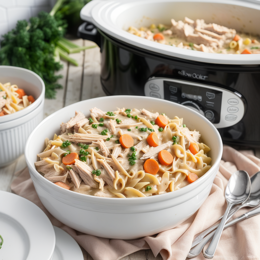 slow cooker chicken noodle casserole