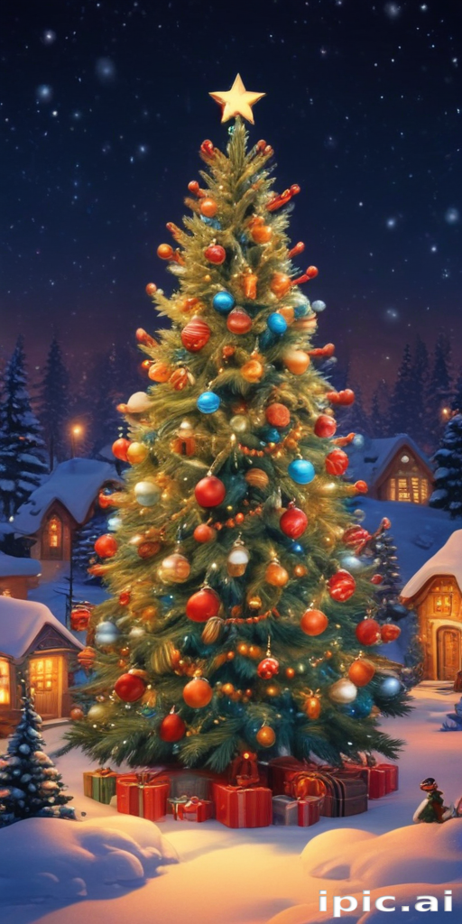 Enchanting Christmas Tree Adorned with Colorful Ornaments and Glowing ...