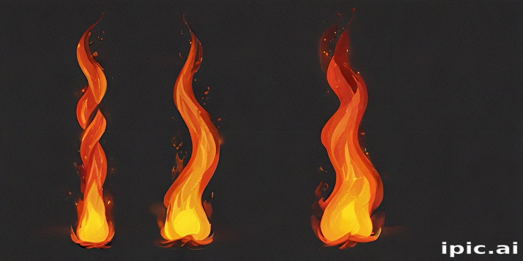 Three Vibrant Flames Dancing Against a Dark Background in Vivid Colors