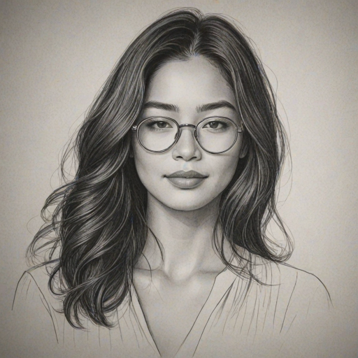 Bewitching Jessica Gomes, pencil sketch, portrait of Splendid woman 1927s in glasses, hair style beatnik, outline, clear lines, fine lines, 8k