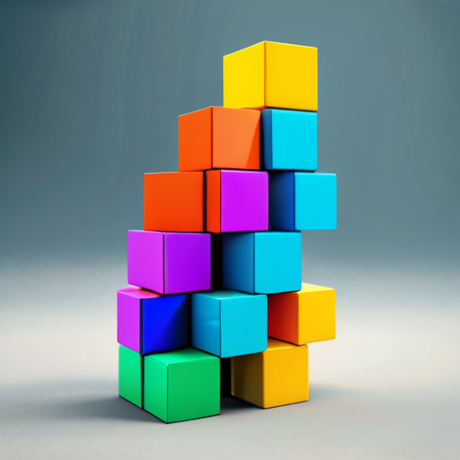 stylized building blocks with a science theme