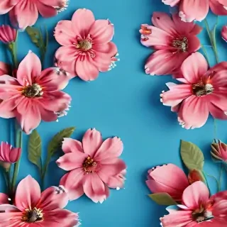 blue background with flowers